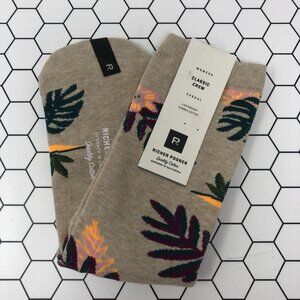 Richer Poorer Womens Classic Crew Socks Oatmeal Green Tropical Leaf O/S